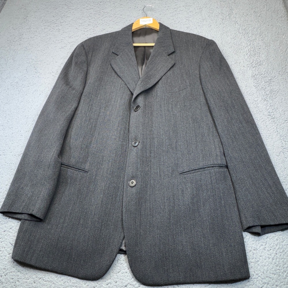 Pal Zileri Pull Sport Coat Mens 44 Gray Virgin Wool Italy 3 Button Blazer Jacket